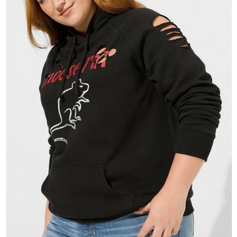 Size Large & 2x - TORRID Mouse Rat Cozy Fleece Destructed Hoodie